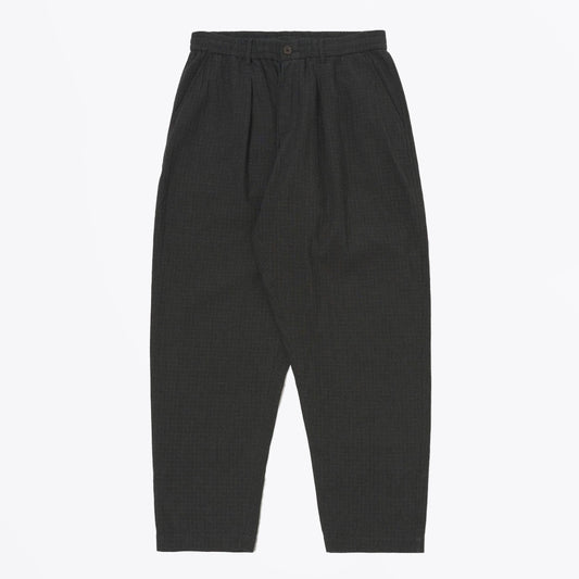 - Fine Linen Mix Pleated Track Pant - Charcoal