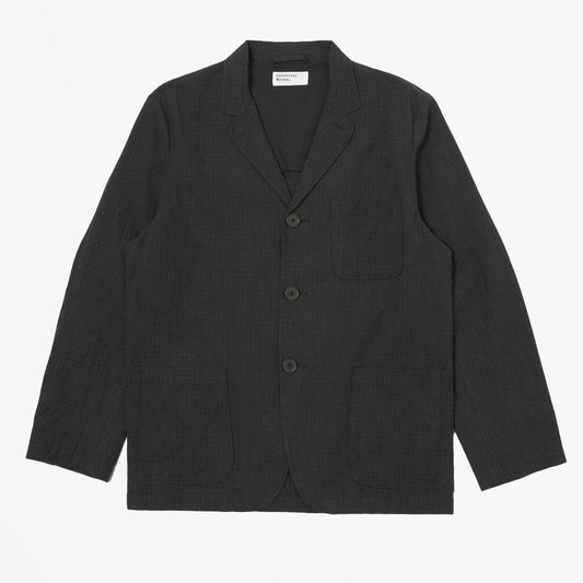 - Fine Linen Mix Three Button Jacket - Charcoal