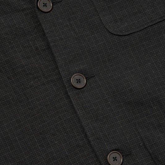 - Fine Linen Mix Three Button Jacket - Charcoal
