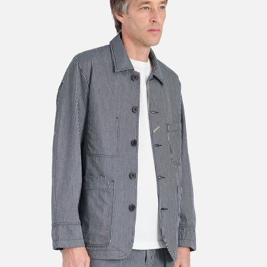 - Hickory Stripe Denim Original Bakers Jacket - Indigo