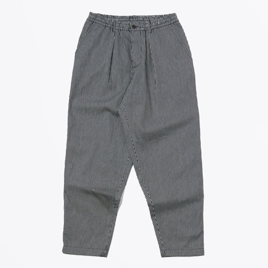 - Hickory Striped Denim Pleated Track Pant - Indigo