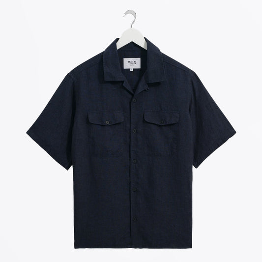- Bartlett Short Sleeve Linen Shirt - Navy