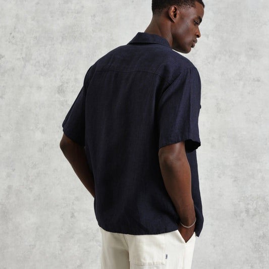 - Bartlett Short Sleeve Linen Shirt - Navy