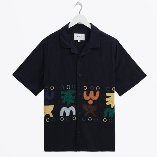 - Didicot Bold Doodle Short Sleeve Shirt - Navy