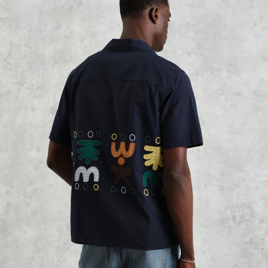 - Didicot Bold Doodle Short Sleeve Shirt - Navy