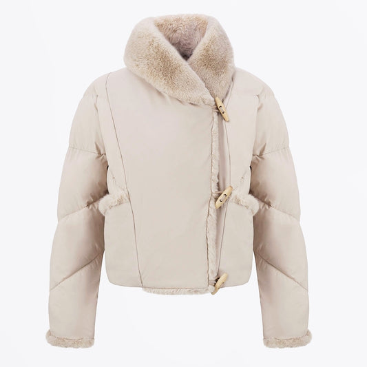 - Short Fur Collar Jacket - Cream