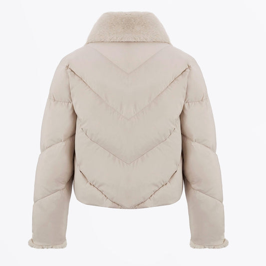 - Short Fur Collar Jacket - Cream