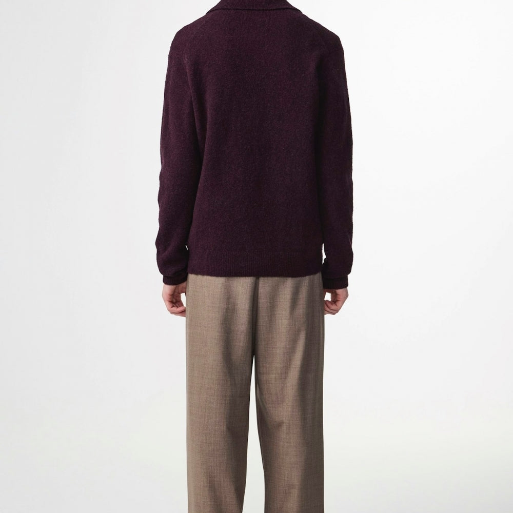 - Hope Boucle Yarn Polo - Wine Red