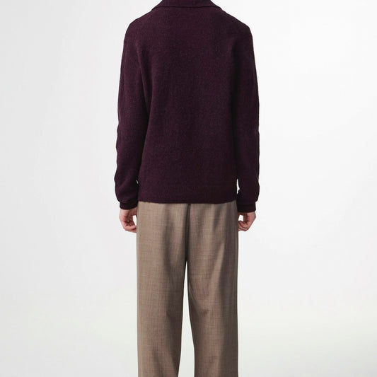 - Hope Boucle Yarn Polo - Wine Red