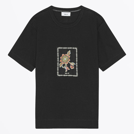 - Pedro Embroidered Cotton T-Shirt - Black