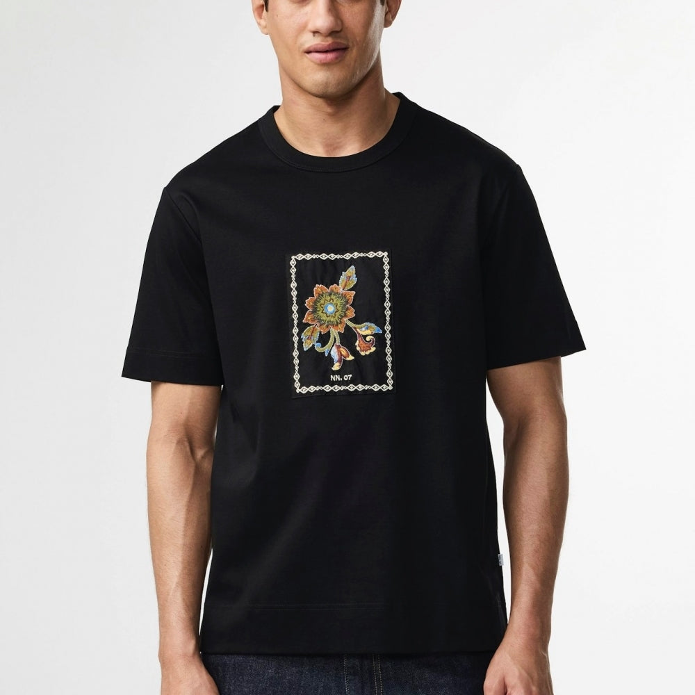 - Pedro Embroidered Cotton T-Shirt - Black