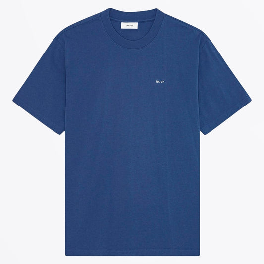 - Adam Casual Logo Pima Cotton T-Shirt - Denim Blue