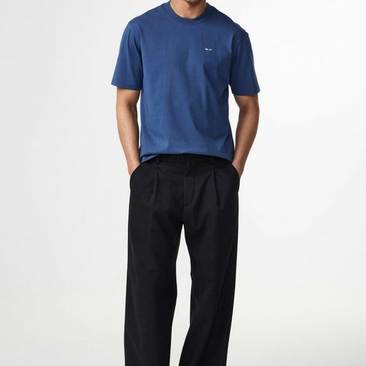 - Adam Casual Logo Pima Cotton T-Shirt - Denim Blue