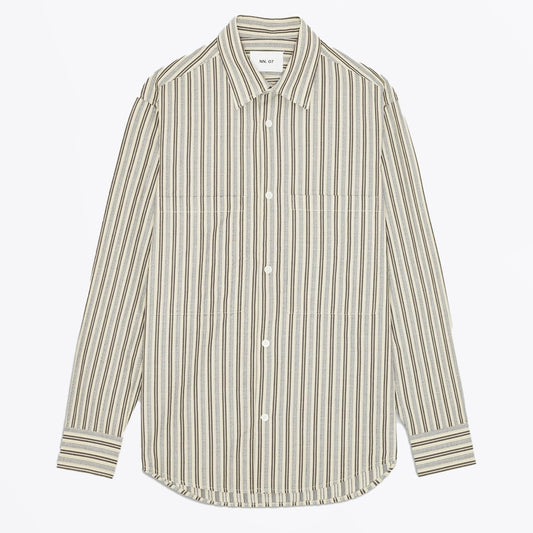 - Freddy Smooth Cotton Shirt - Navy Stripe