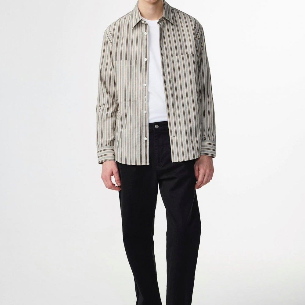 - Freddy Smooth Cotton Shirt - Navy Stripe