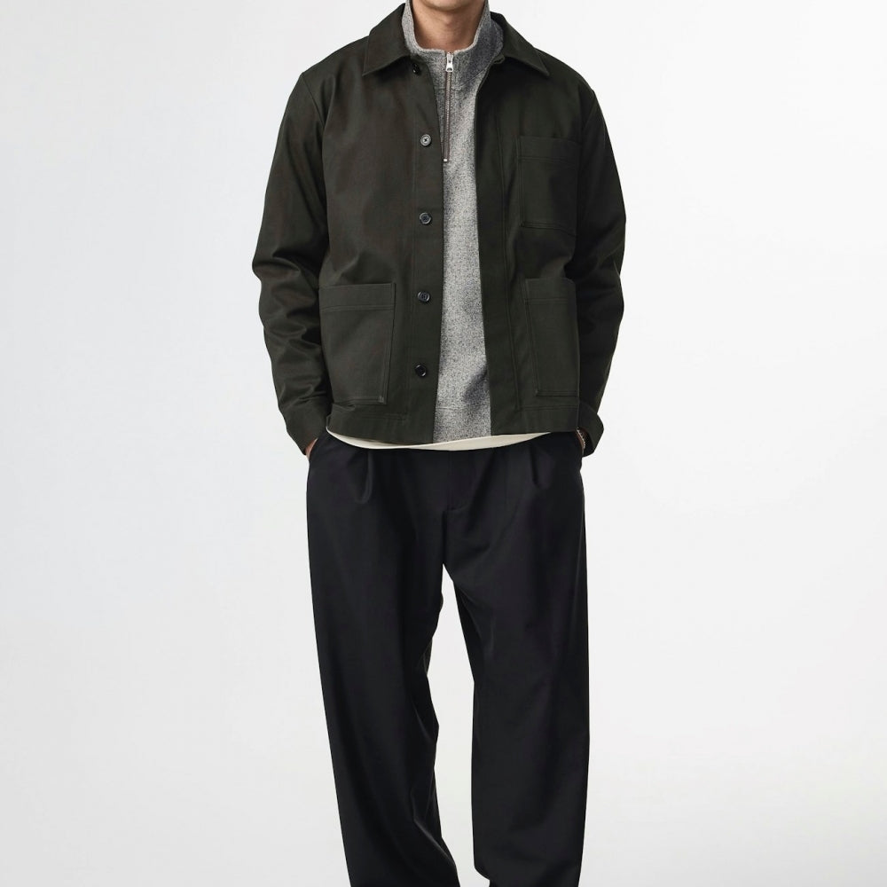 - Olav Organic Cotton Hybrid Jacket - Dark Army