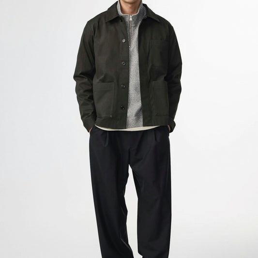 - Olav Organic Cotton Hybrid Jacket - Dark Army