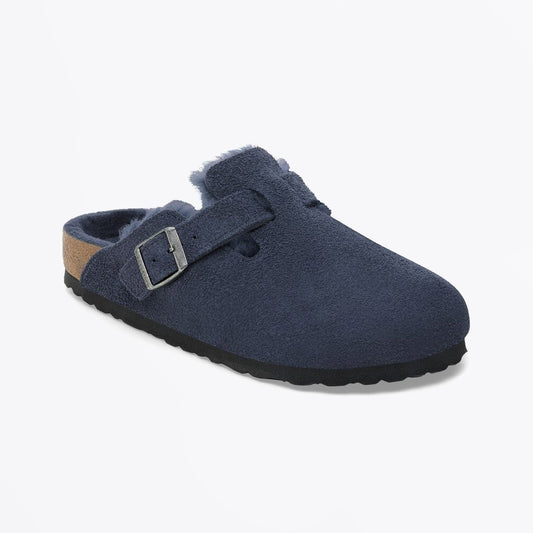 Boston Shearling Suede Leather Clog - New Navy