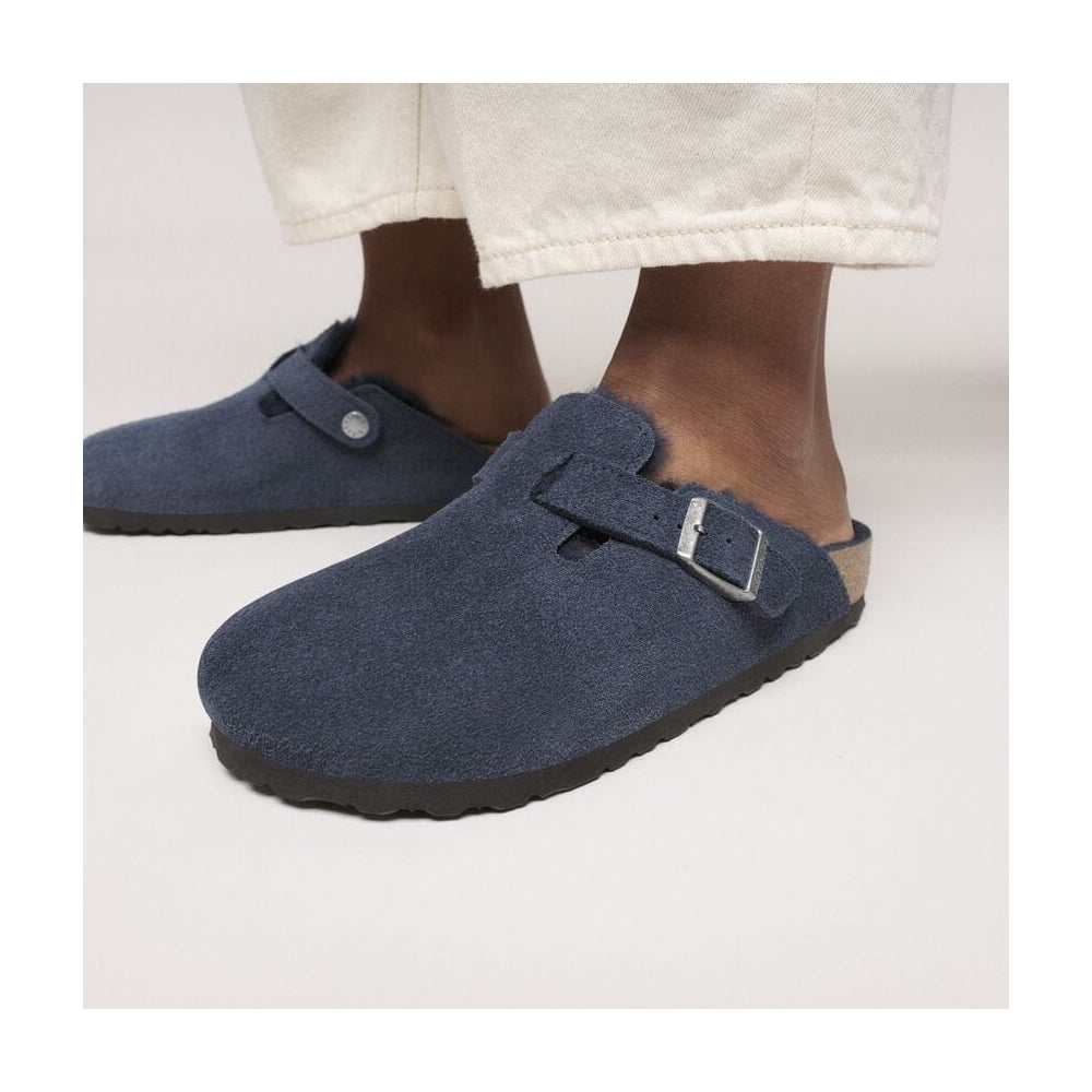 Boston Shearling Suede Leather Clog - New Navy