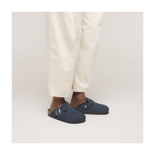 Boston Shearling Suede Leather Clog - New Navy