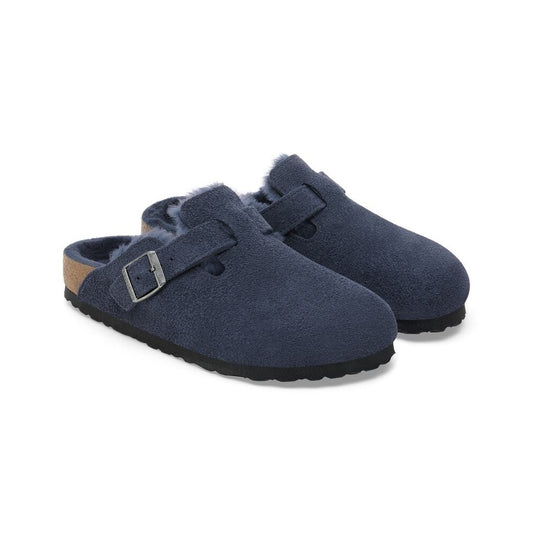 Boston Shearling Suede Leather Clog - New Navy