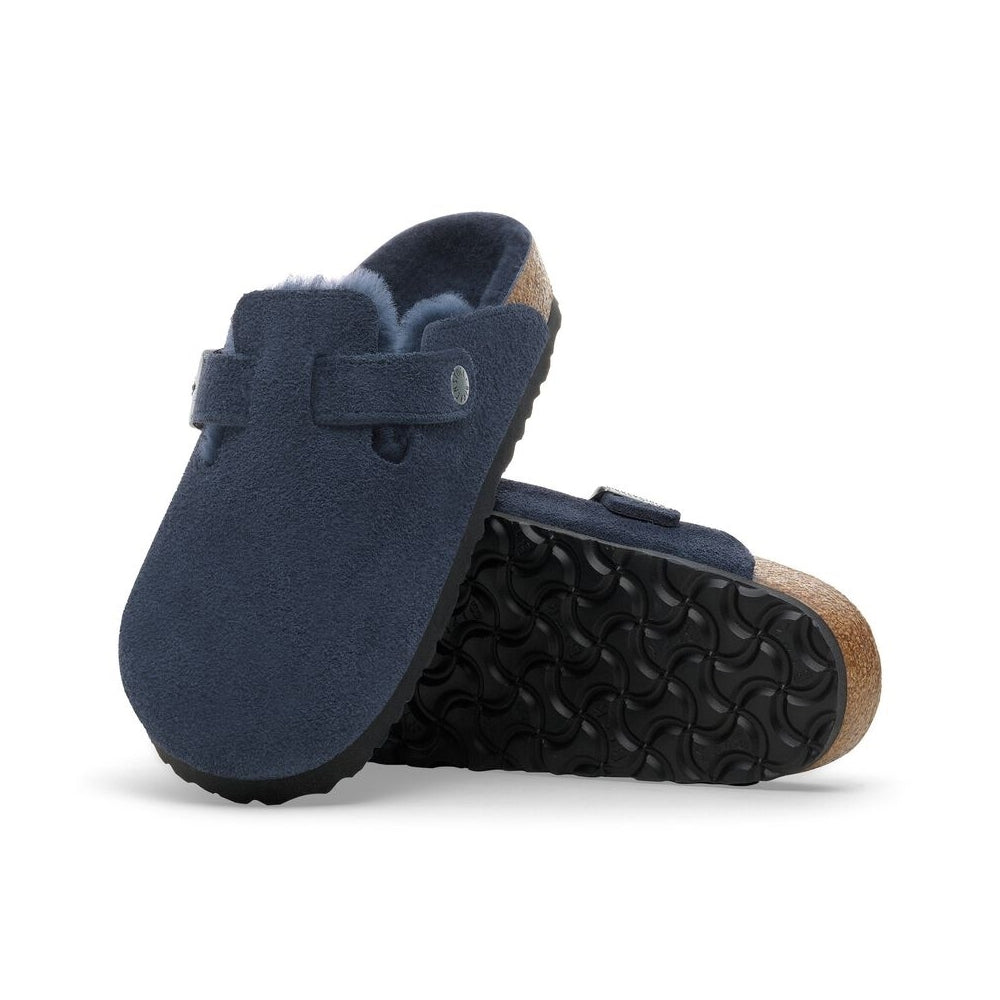 Boston Shearling Suede Leather Clog - New Navy