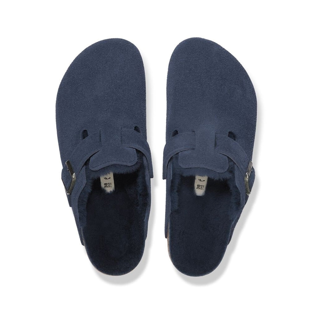 Boston Shearling Suede Leather Clog - New Navy