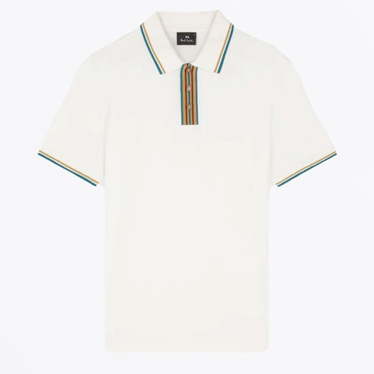 - Polo Shirt With Stripe Tipping - White