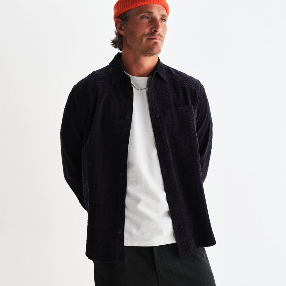 - Shelly Seersucker Corduroy Shirt - Navy