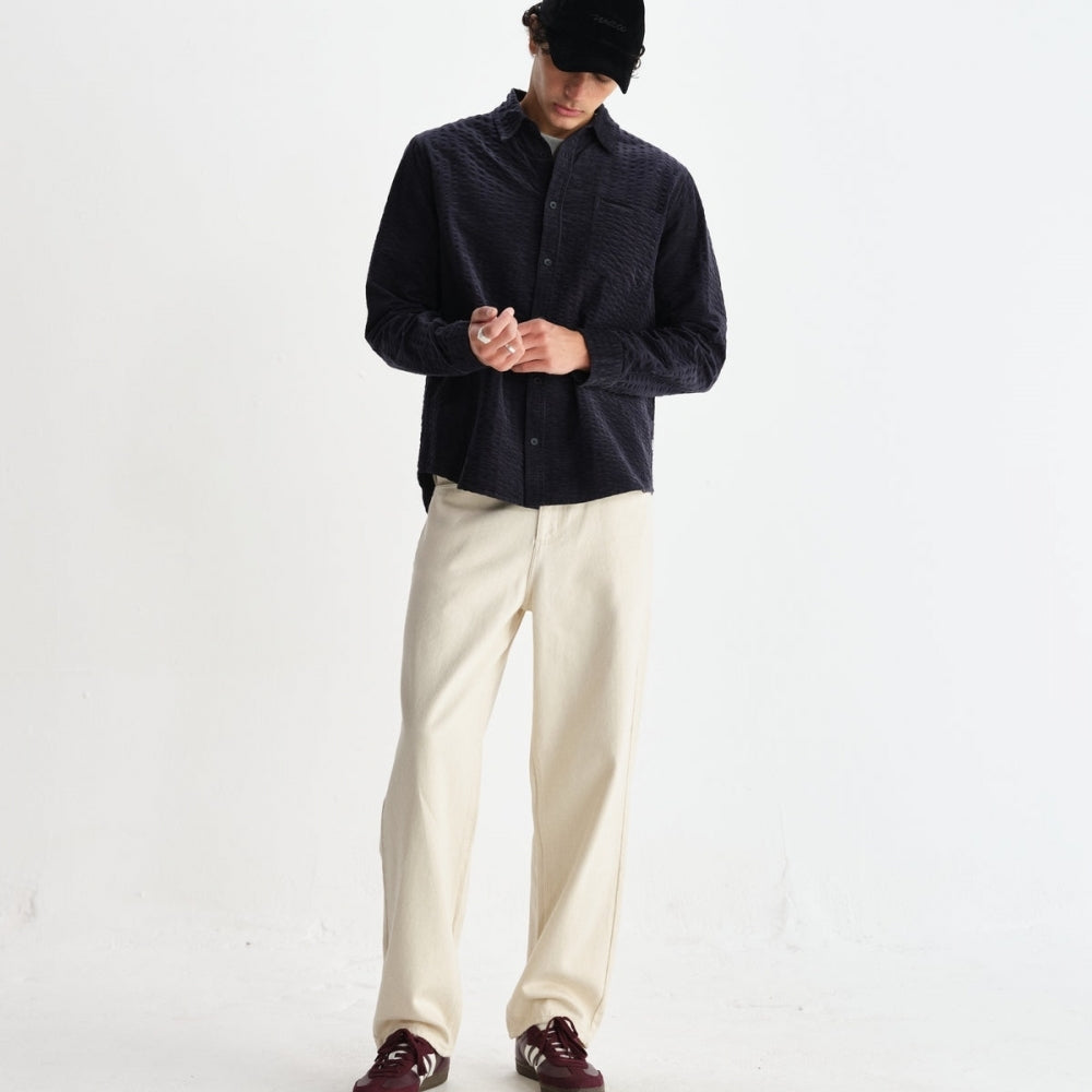 - Shelly Seersucker Corduroy Shirt - Navy