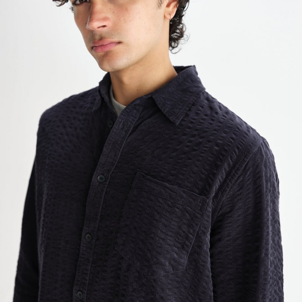 - Shelly Seersucker Corduroy Shirt - Navy