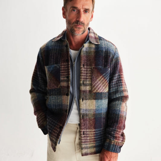 - Whiting Wool Check Overshirt - Blue/Multi