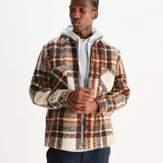 - Whiting Wool Check overskirt - Ecru/Multi