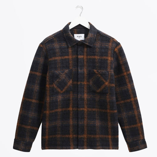 - Whiting Drawn Check Overshirt - Teal/Orange
