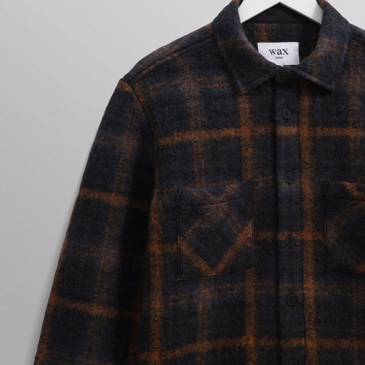 - Whiting Drawn Check Overshirt - Teal/Orange