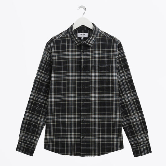 - Shelly Seersucker Flannel Shirt - Navy/Multi