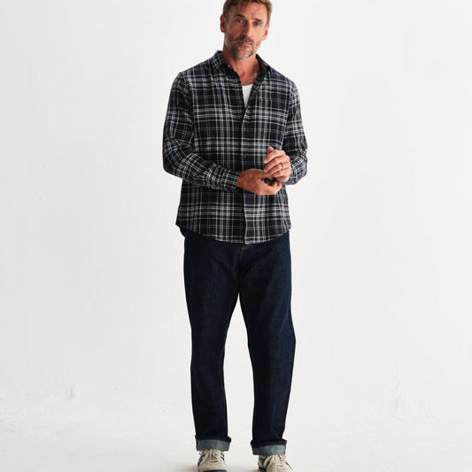 - Shelly Seersucker Flannel Shirt - Navy/Multi