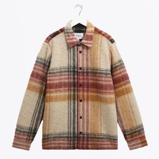 - Nolan Wool Check Overshirt - Natural/Multi