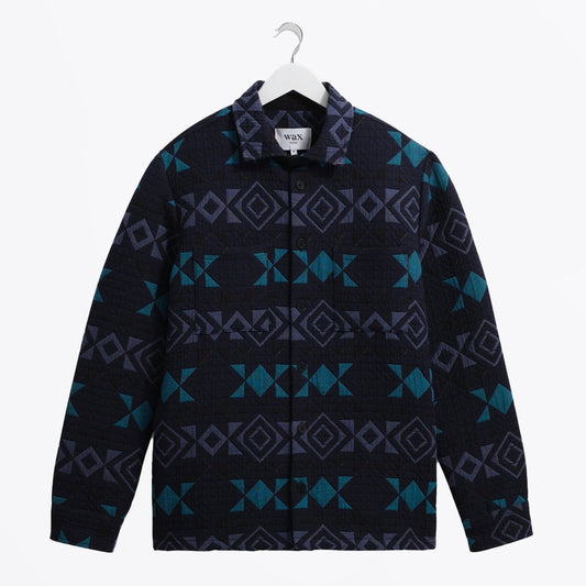 - Otto Blanket Quilted Overshirt - Navy/Teal