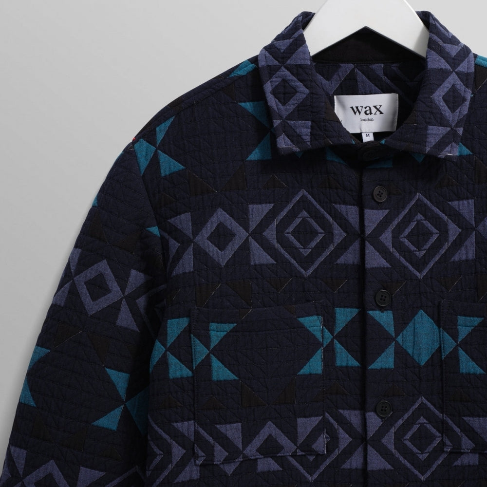- Otto Blanket Quilted Overshirt - Navy/Teal