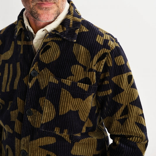 - Rockley Jumbo Corduroy Overshirt - Navy/Khaki