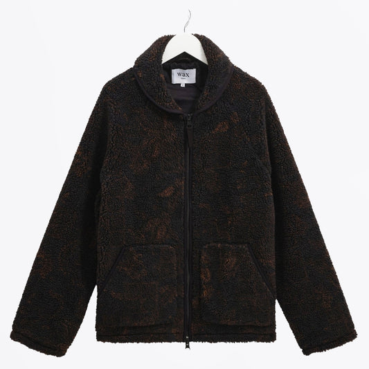- Tate Paisley Jacquard Fleece Jacket - Black Brown