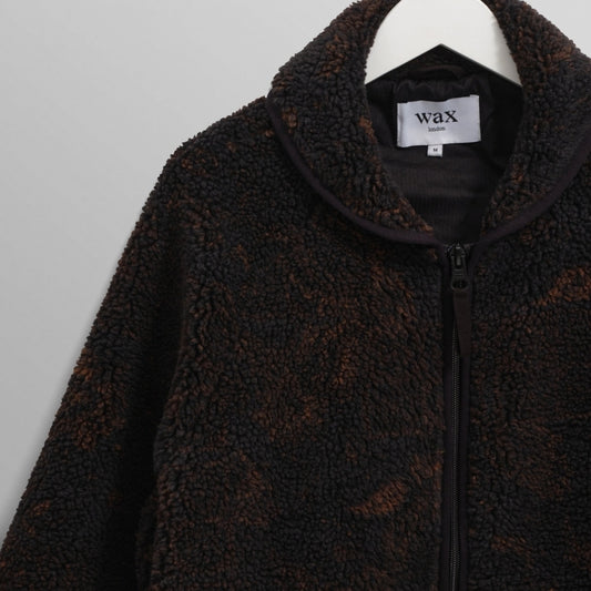 - Tate Paisley Jacquard Fleece Jacket - Black Brown