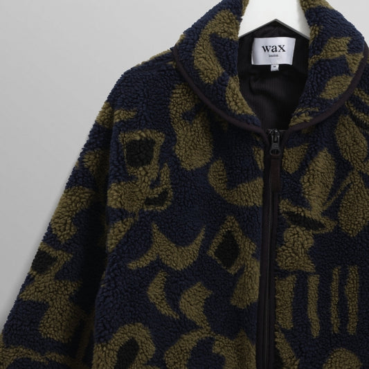- Tate Shapes Jacquard Fleece Jacket - Navy And Khaki