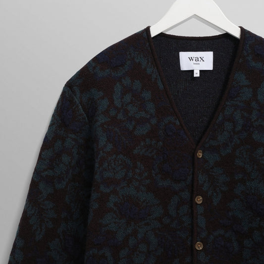 - Alban Floral Textured Jacquard Cardigan - Black And Green