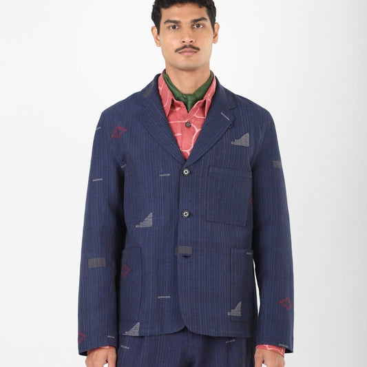 - Somesh 3 Buttoned Lined Blazer - Indigo