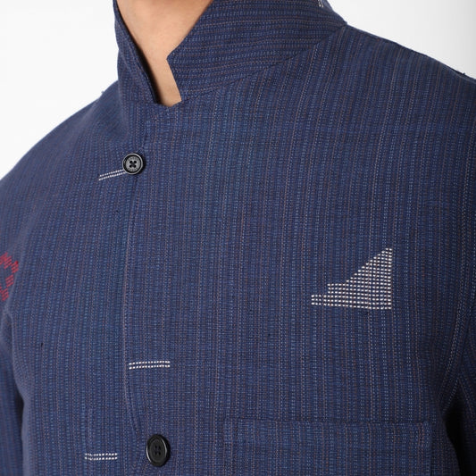 - Somesh 3 Buttoned Lined Blazer - Indigo