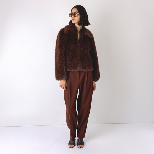 Indie Short Hair Faux Fur Jacket - Brown