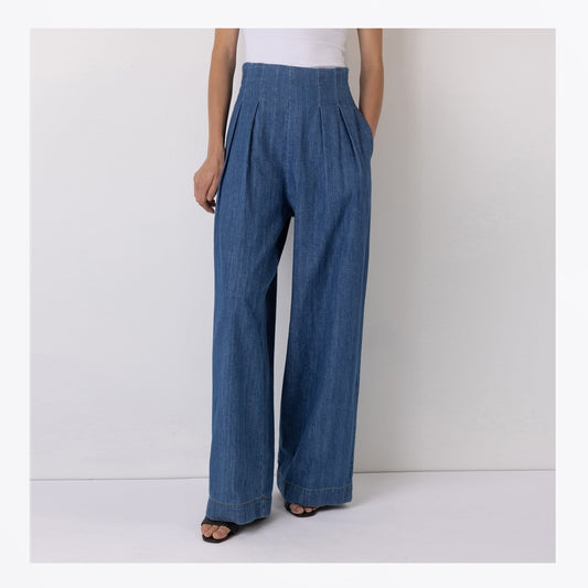 - Nellie High Waist Jeans — Blue Denim