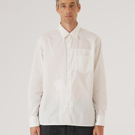 - Poplin Patched Lazy Day Shirt - White